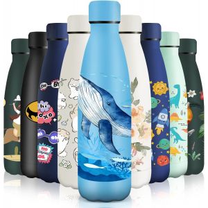 Gjfty-Gourde Isotherme, Acier Inoxydable 18/8, Bouteille Isotherme, 500ml Sans Bpa, Gourde Inox Enfant, Étanche Double Isolation, Bouteille Inox Pour Le Camping, Les Écoles, Les Gymnases - Neuf