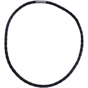 KAL-Collier En Faux Cuir, Noir, Tress&eacute;, 6 Mm, Surfeur, Style Surf, 45Cm Longue - Neuf