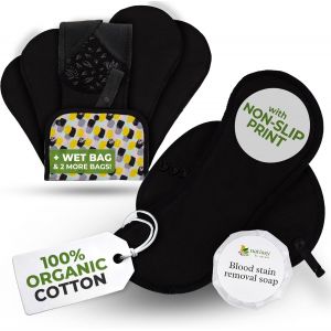 Kalanka-Serviettes Hygi&eacute;niques Lavables Bio En Coton Avec Imprim&eacute; Antid&eacute;rapant Pour Flux Abondant Et Incontinence (L+Xl, X6); Protection Menstruelle R&eacute;utilisable Lavable &Agrave; Haute T&deg;, Douce Et Non-Irri - Neuf