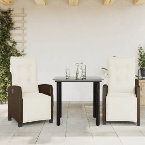 Prolenta Premium - Ensemble &Agrave; Manger De Jardin 3 Pcs Et Coussins Marron Poly Rotin - Neuf