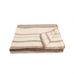 Plaid Laine Et Mohair &Agrave; Rayure - Neuf