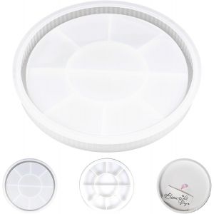 Moules De B&eacute;ton &Agrave; Plateau Rond, Plateau De Moules En Silicone Avec Rainures, Moules De R&eacute;sine &Eacute;poxy Moule D'argile Pour Plaques De Plateau De Stockage (22,5 Cmx2,6 Cm) - Neuf