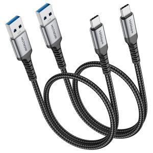 JGD-C&acirc;ble USB C Android Auto 50cm Pack de 2, 10Gbps USB 3.1 C&acirc;ble USB vers USB C transfert de donn&eacute;es et cordon de charge rapide Compatible avec Samsung T7 SSD, Galaxy S24 S9, iPhone 16, iPad Pro - Neuf