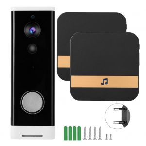 Sonnette de securite intelligente sans fil 1080p HD, interphone video IR-CUT 90-260 V (type E) - Neuf