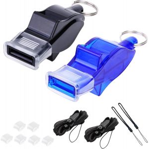 Lot De 2 Sifflets D'arbitre Avec Cordon, Sifflet De Sport, Sifflet De Sécurité Puissant, Sifflet Pour Arbitres, Entraîneurs De Basket-Ball, Football, Enfants - Neuf