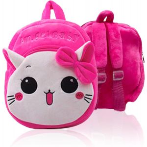 Sac à Dos Enfant,Forme Le chat Mignonne en Peluche sac à dos crèche,Mini-Sac à Dos école Maternelle Enfant Bébé Tout-Petit Sac,Cartable Scolaire Maternelle Cadeaux pour Fille - Neuf
