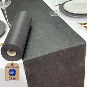 Tianyi-, Chemin De Table Noir, Rouleau De Feutrine De 25 M&egrave;tres X 30 Centim&egrave;tres, D&eacute;coration De Table, Tissu D&eacute;coration Mariage, Bapt&ecirc;mes, Communions, Anniversaires, Couleur Noir - Neuf
