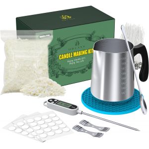 Mevronisshop-Kit De Fabrication De Bougies Complet Pour D&eacute;butants - Comprend Un Pot De Fonte, De La Cire De Soja, Des M&egrave;ches, Une Cuill&egrave;re M&eacute;langeuse, Un Autocollant Pour M&egrave;che, Un Support De M&egrave;che E - Neuf