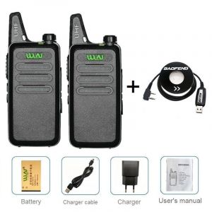 Walkie-talkie Portable WLN KD-C1 5W,1/2/3/4/5/6 pièces,Station Radio amateur CB pour enfants,émetteur-récepteur Radio UHF Rechargeable par USB - Type 2pcs add cable-EURO - Neuf