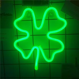 Néon Led Pour Décoration Murale, Alimenté Par Usb Ou Par Batterie, En Forme De Trèfle, Pour Chambre D'enfant Ou De Fille - Neuf