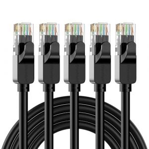 C&acirc;ble Ethernet Cat 6 3M 5Pi&egrave;ces, C&acirc;ble Internet Haute Vitesse 10Gbps, Cordon De Raccordement Lan Rj45 Noir, C&acirc;ble Ethernet Long Pour Jeux, Ordinateur, T&eacute;l&eacute;vision, Routeur, Modem, Bornier - Neuf