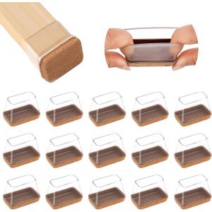 Asfasfq-16pcs Protection Pied De Chaise, Rectangulaire Patins Pour Chaises En Silicone Avec Feutre Épaissi, Protéger Le Sol Sans Bruit, Patin De Chaise Protecteurs De Sol Pour Sols En Bois Dur Et Car - Neuf