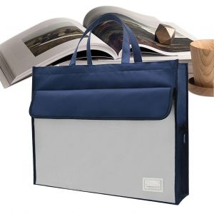 Pochette a documents avec poignee, pochette de rangement pour documents A3, organiseur de rangement pour classement, grand porte-documents pour cahiers, stylos, tickets, saphir. - Neuf