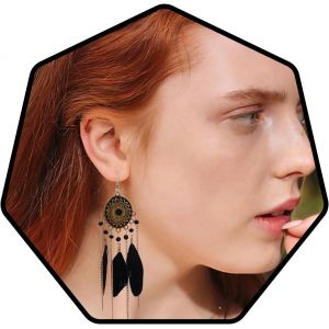 Kal-Boho Plume Gland Des Boucles D'oreilles Or Longue Turquoise Boucle D'oreille Boh&ecirc;me Voyage Plage Cha&icirc;ne De Perles Accessoires D'oreille Pour Femmes Et Filles - Neuf