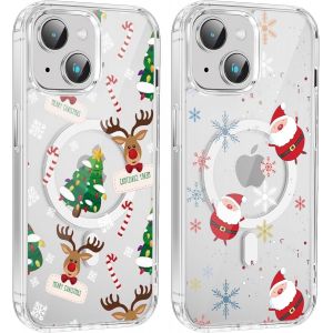 TRAHOO-2 Pi&egrave;ces No&euml;l Coque Magn&eacute;tique pour iPhone 13 Mini 5,4'', Etui en Motif Dessin Cadeau de No&euml;l Compatible avec MagSafe, Housse Christmas Silicone TPU Bumper Cover pour iPhone 13 Mini, No&euml;l 05 - Neuf