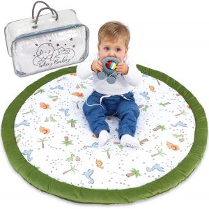 Tapis D'eveil Chambre Bebe - Matelas De Sol Enfant Pour Eveil Jeux Au De Parc Tapis En Coton Et Epais Pour B&eacute;b&eacute; Et Enfants 100 Cm Certificat Oeko-Tex Safari - Neuf