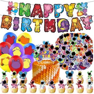 LETNERNY-84Pcs Smiling Animal Ballons Décoration,Smiling Animal Stickers,Smiling Animal Bannière Des Joyeux Anniversaire,Ballon En Latex,Gâteaux Toppers,Décoratifs Pour Anniversaire D'Enfant - Neuf