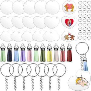 Eryi-Lot De 135 Porte-Clés Vierges En Acrylique Argenté - Avec 35 Anneaux De Porte-Clés, 35 Porte-Clés, 35 Anneaux De Saut, 30 Vierges En Acrylique - Neuf