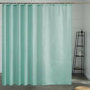 Rideau de Douche Anti Moisissure Tissu en Polyester Imperméable Rideaux de Douche Textile Lavable pour Baignoire ou la Salle de Bain 16 Crochets de Rideau Douche Vert Brume 244x200cm. - Neuf