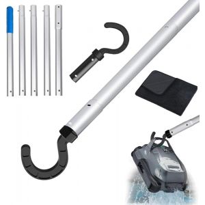 Crochet Robot Piscine avec Manche 185 cm,Crochet pour Aspirateur pour Piscine,Crochet Accessoire pour Robot de Piscine,Compatible avec Tous Types - Neuf