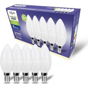 Kaleidoscope-Ampoule Led E14 Olive, 6w Equivalent À 50w Incandescent, Lumière Blanche Naturelle 4000k, 530 Lumen, 220v-240v Undimmable, Faisceau Lumineux 210°, Lot De 5[Q850] - Neuf