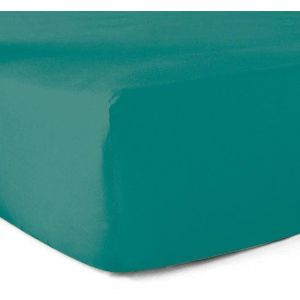 Drap-Housse 100% Coton 57 Fils Vert Turquoise 120 X 190 Cm - Bonnet 30 Cm - Neuf