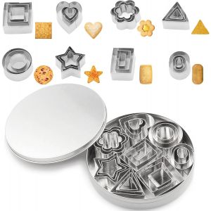 Jexnovashop-Emporte Piece,24 Mini Emporte-Pièces,8 Formes Emporte Piece Patisserie Inox,Emporte Piece Coeur,Moule Biscuit,Diy Biscuit,Cookie,Cake Decorating Tools(8 Formes) - Neuf