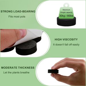 40 Pi&egrave;ces Pieds De Pot De Fleur Invisible En Caoutchouc Noir,Auto-Adh&eacute;sif Rond Pied En Eva De Pot,Tampons Auto-Adh&eacute;sifs Pour Sur&eacute;lever Les Plantes,Pour Pots Moyens Et Grands,Utilisation Int&eacute;rieure - Neuf