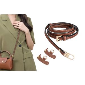 Bandouli&egrave;re r&eacute;glable en cuir PU pour sac Longchamp Mini - Marron fonc&eacute; - Neuf