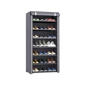 &Eacute;tag&egrave;re &agrave; chaussures empilable &agrave; 7 niveaux, grise - Neuf