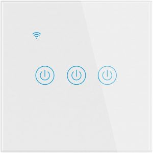 Interrupteur Mural Tactile Télécommande Intelligente Sans Fil Prise En Charge De La Commande Vocale Partage De La Famille Fonction De Minuterie Fil Neutre Requis(Blanc,3Gang)[MAT790761] - Neuf