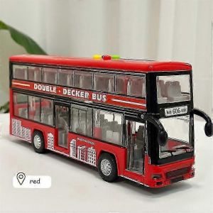 Children's Bus Toy Large Open Door Bus Model Simulation Can Tell Stories Sound And Light Large Bus Toy-Double Couche Rouge - Neuf
