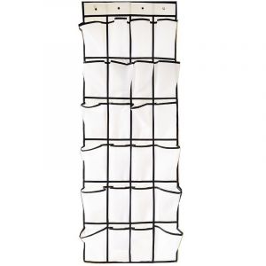 Sur la Porte de la Chaussure Rack, 24 Poches Chaussure Organisateur pour Ranger Vos Chaussures, Équipé de 4 Réversibles en Métal robuste-Dessus de la Porte des Crochets pour Ranger - Neuf