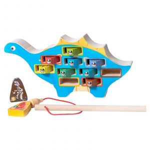 Jeu de pêche magnétique en bois, apprentissage préscolaire pour enfants, garçons et filles, dinosaure-Dinosaure - Neuf