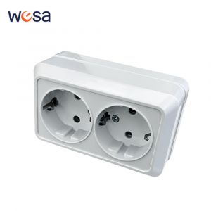 WESA-Prise murale en plastique arrang,prise de courant de surface vintage,prise électrique extérieure au sol,norme européenne,blanc -2 Socket with Ground - Neuf