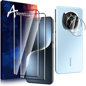 Verre Tremp&eacute; Honor Magic 7 Pro/Honor Magic7 Pro 5g Transparent Film Protection &Eacute;cran Avec Cam&eacute;ra Arri&egrave;re Protecteur Sans Bulles, 2+2 Pi&egrave;ces Facile &Agrave; Installer - Neuf