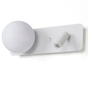 Applique Murale M&eacute;tal Blanc, Spot Lecture Led 3w + G9 18cm - Neuf