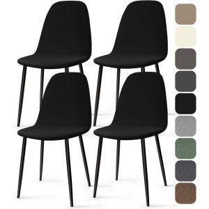 ERYI-Housse De Chaise Scandinave 4 Pieces Universel Housses Chaise De Salle À Manger Lavable Extensible Couverture De Chaise Housse Chaise Pour Décoration Salon Cuisine Hôtel (Noir, 4 Pieces)-Kc - Neuf