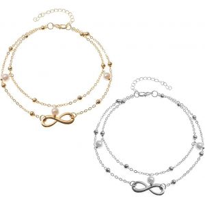Beach Perle Bracelet De Cheville, 2 Pièces Bracelets De Cheville Chaîne, Boho Double Cheville Perle, Bijoux De Pied Réglable, Cheville Bracelet Perles Chaîne, Pour Femmes Et Filles, Multicolore - Neuf