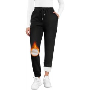 Jexnovashop-Pantalon De Jogging Chaud Pour Femme Pantalon Thermique &Eacute;pais En Polaire D'hiver Doubl&eacute; De Poches Pantalon D'entra&icirc;nement Avec Cordon De Serrage Pantalon S-Xl - Neuf