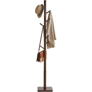 Portemanteau en Forme d'Arbre, Portant &agrave; V&ecirc;tements en Bois Massif, Hauteur 176CM, Support sur Pieds avec 8 Crochets, pour Manteaux, Chapeaux, Sacs, pour Entr&eacute;e, 29&times;29&times;176CM Marron HCR002H - Neuf