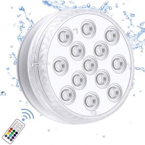 (1x) Lampe Led Submersible Avec Aimant Puissant, T&eacute;l&eacute;commande Rf, 13 Lampes Led Sous-Marines &Eacute;tanches Ip68, Lampes De Piscine Aliment&eacute;es Par Batterie Pour Baignoires, Douches, Jacuzzis, F&ecirc;tes - Neuf