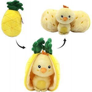 Les D&Eacute;GLINGOS Doudou Gadget Le Lapin/Carotte - Lapin Cache-Cache r&eacute;versible - Peluche Toute Douce pour b&eacute;b&eacute; - Id&eacute;es Cadeaux de Naissance, Orange et Blanc - Neuf