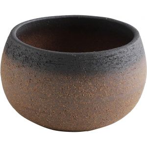 ASFASFq-Banko Series Pot à Bonsaï en Céramique Fait à la Main 10 cm Fabriqué au Japon Petit Pot de Fleurs Rond, Mini Cactus et Bol à Plantes - Marron et Noir - Neuf