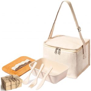 Ulteronixshop-Set De Bo&icirc;te &Agrave; Lunch 1 L Avec Couvercle En Bambou Et Sac Isotherme | Certifi&eacute; Food Grade | Int&eacute;rieur En Aluminium | Fermeture S&eacute;curis&eacute;e | Comprend Couverts | Extra Posamobile - Neuf