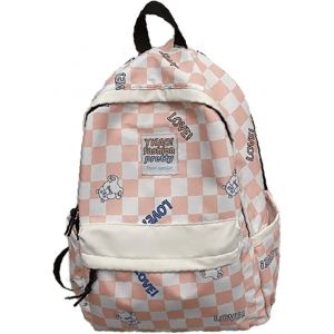 Sac à dos à carreaux Gingham School Bags Fournitures pour la rentrée scolaire pour les élèves (rose) - Neuf