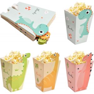 24 Pièces Petites Boîtes De Popcorn, 11,5x7x5cm Sacs De Pop-Corn En Papier Dinosaure Mignon, Cornet Pop Corn, Conteneur De Bonbons En Carton Pour Carnaval D'anniversaire Cinéma Fêtes Noël Mariages - Neuf