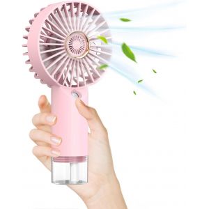 Ventilateur Pulvérisation Portatif,Mini Ventilateur Portatif Rechargeable par USB - Refroidisseur d'air Ventilateur de Poche,Ventilateur à main pour Camping,Bureau,Extérieur,Voyage (Rose) - Neuf