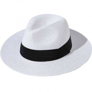 1 Pcs Blanc De Plage L'été, Chapeau De Soleil À Large Bord Chapeau Panama - Neuf