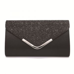 (Noir) Pochettes de soir&eacute;e &agrave; paillettes scintillantes, sacs &agrave; bandouli&egrave;re &agrave; cha&icirc;ne, pochette de mariage, sac &agrave; main - Neuf